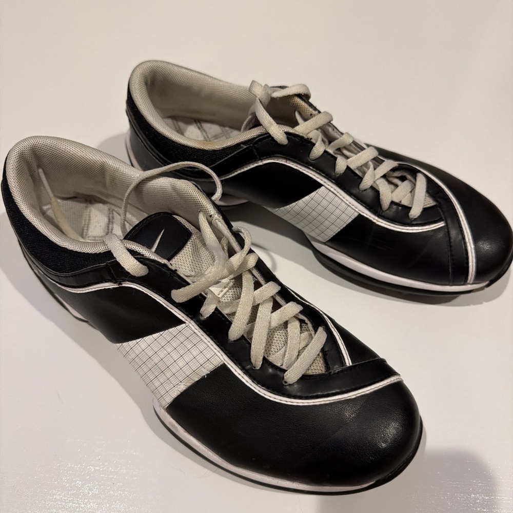 Nike Air Women Golf Shoes 8.5 Black White Plaid Soft Spike 335940-001 2009 1827